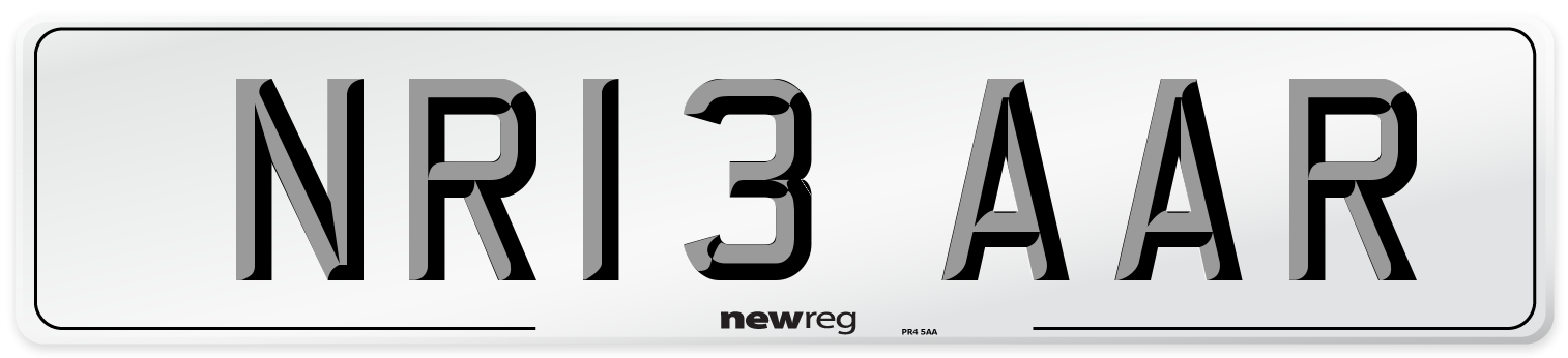 NR13 AAR Number Plate from New Reg